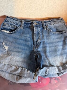 Lucky Brand Light Blue Distressed Rolled-Hem Denim Shorts